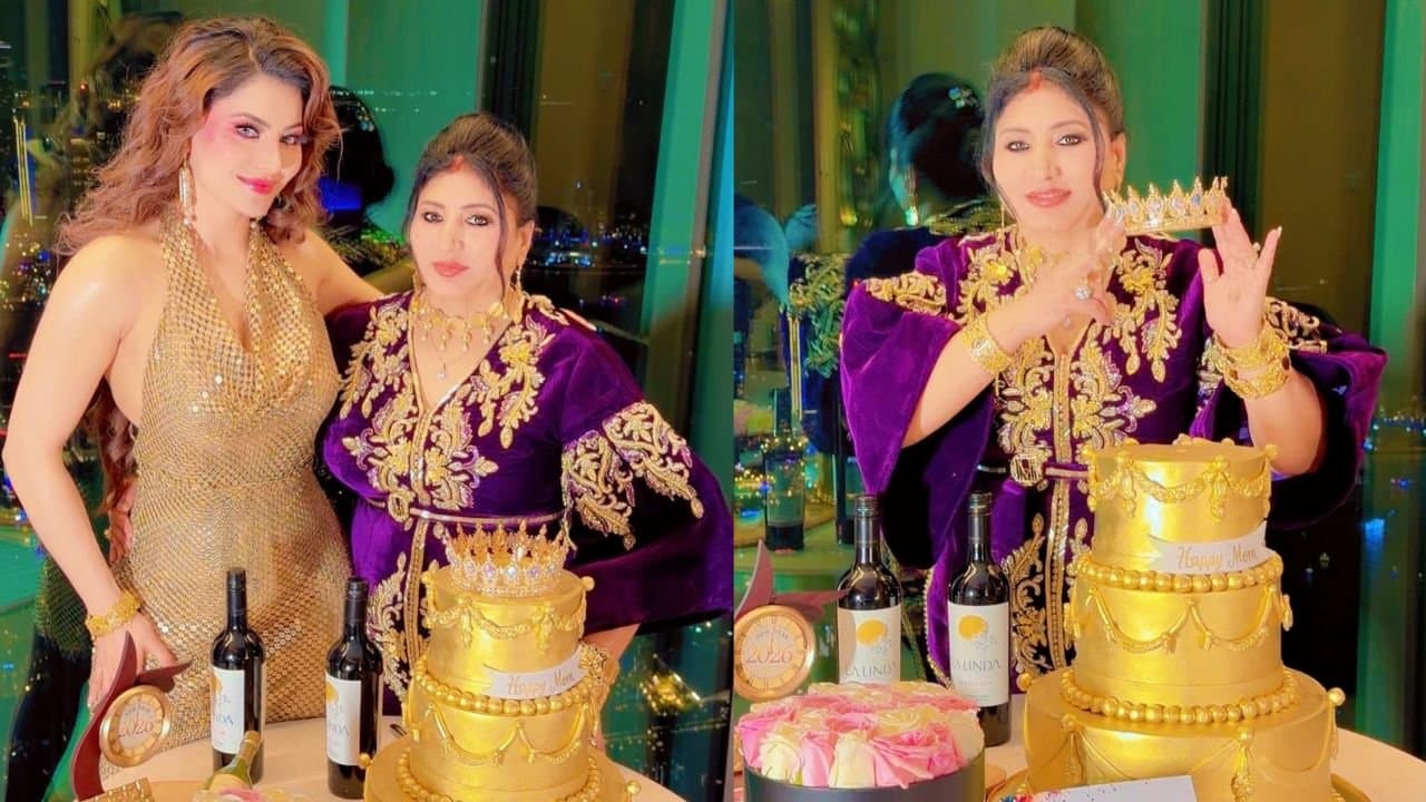 Urvashi Rautela celebrates her moms birthday with 24 carat gold crown cake