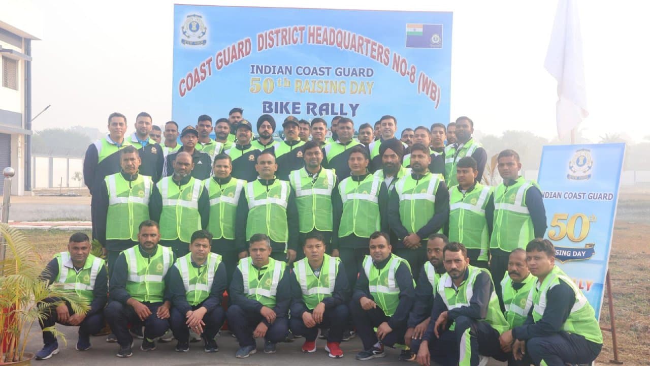 50th Indian Coast Guard raising day celebration with motorbike rally at Haldia