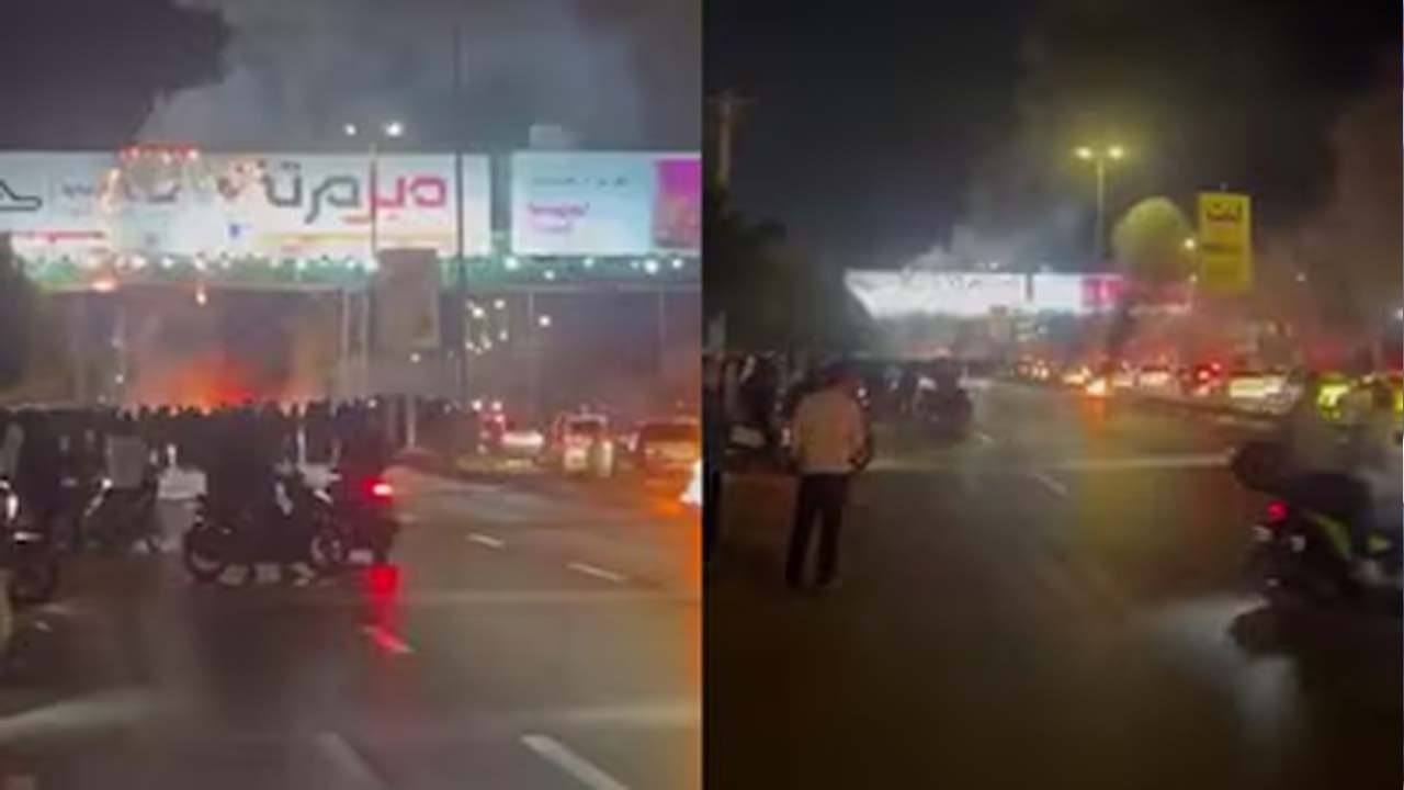 Massive protests in Iran protesters set fire to the state broadcasting building and occupied the streets of a port city