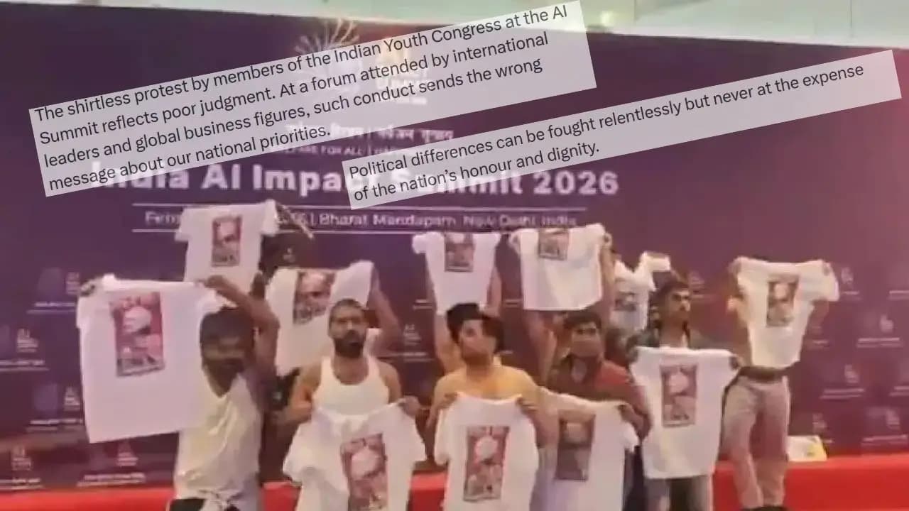 Congress shirtless Protest At AI Summit Akhilesh Yadav Babul Supriyo reacts