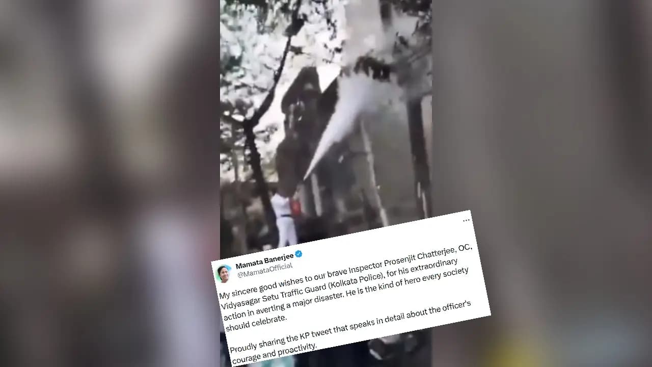 Bengal CM Mamata Banerjee praises  Inspector Prosenjit Chatterjee OC Vidyasagar Setu Traffic Guard