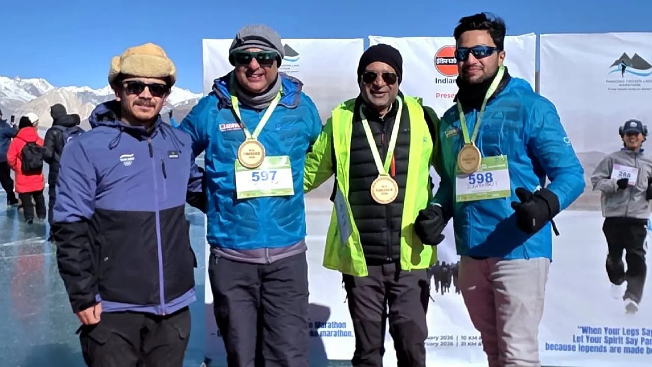 Pangong frozen lake marathon 2026