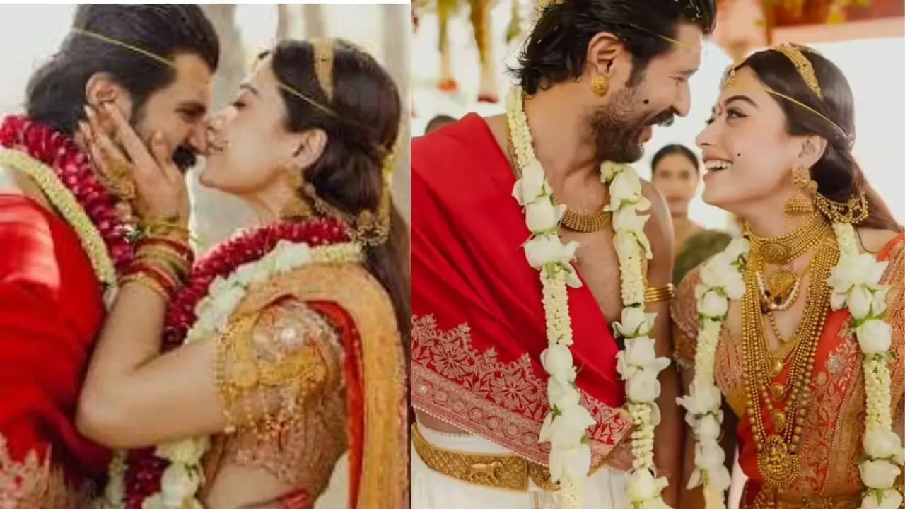 vijay deverakonda and rashmika mandana showed that wedding attire can be eye-catching even with tradition 
