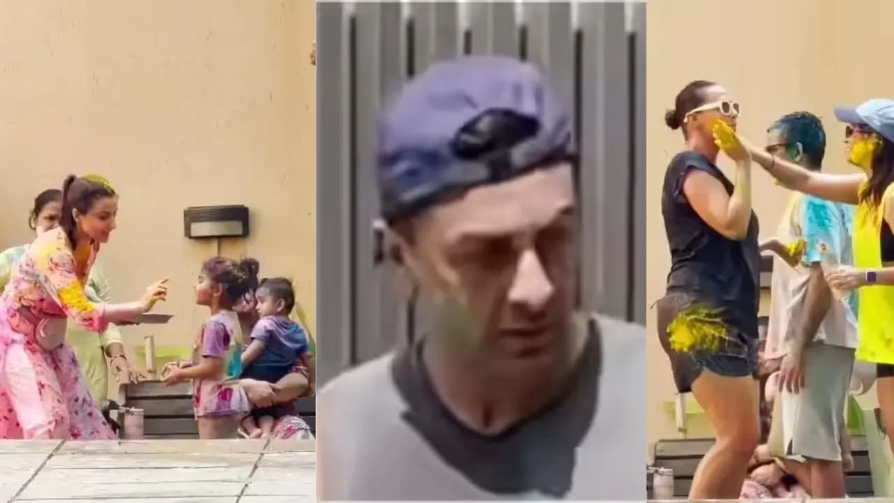 Ranbir Kapoor Celebrates Holi with Daughter Raha; Neha Dhupia and Soha Ali Khan Join Festivities