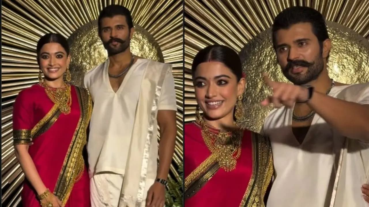 Vijay Deverakonda and Rashmika Mandanna Look Stunning in Traditional Attire at Hyderabad Reception
