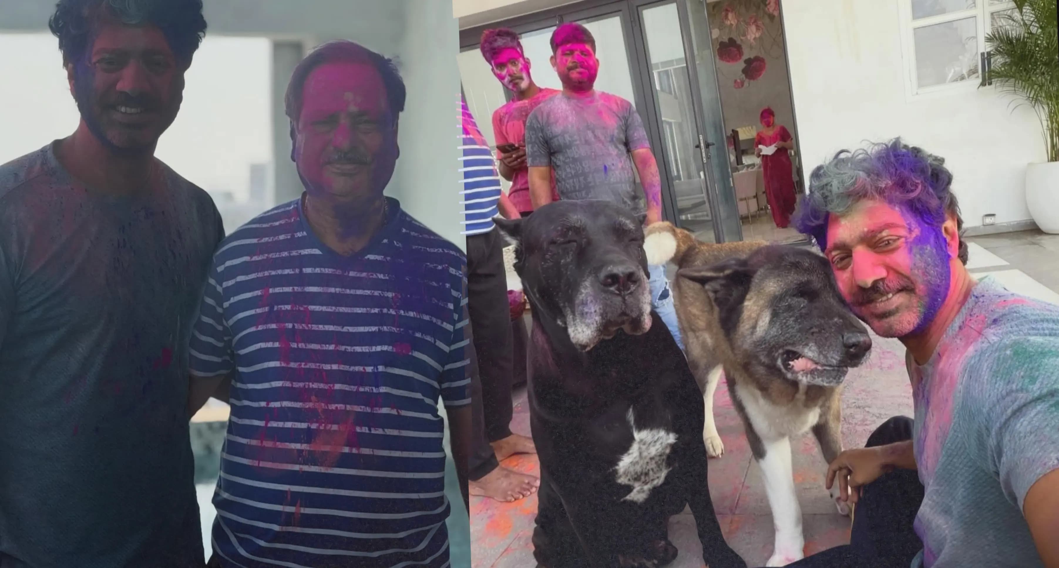 Dev shares photos of playing Holi with family