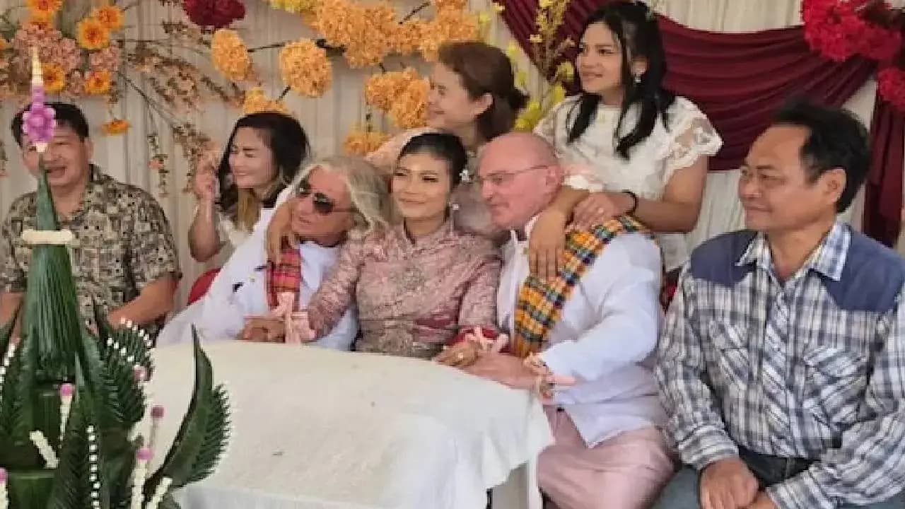 Thai Woman Marries Two Austrian Police Officers in Unique Ceremony in Prakhon Chai