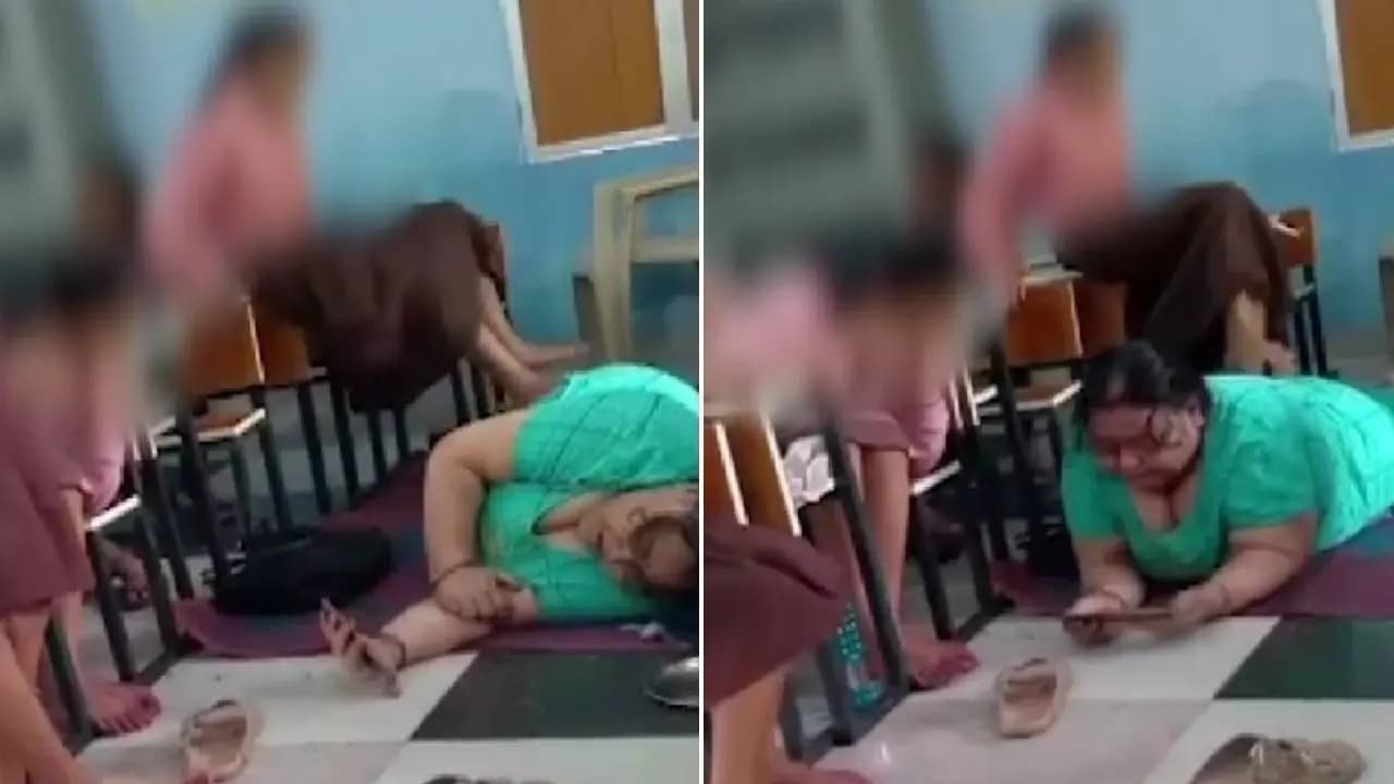 Headmistress seen getting ‘Massage’ from students inside classroom in Uttar Pradesh Watch Video 