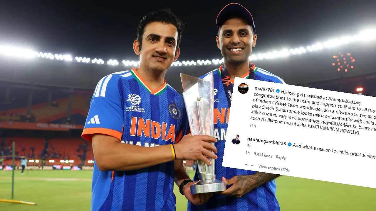 'GG' Responds to Viral MS Dhoni Post after MS Dhoni Praises Gautam Gambhir After India Wins T20 World Cup