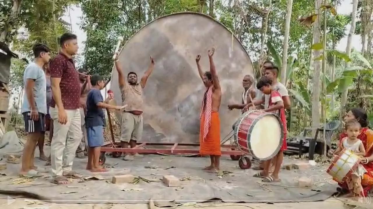 A major surprise awaits the Matuas during the full Baruni ritual bath on Tuesday a massive 12 foot tall ceremonial drum