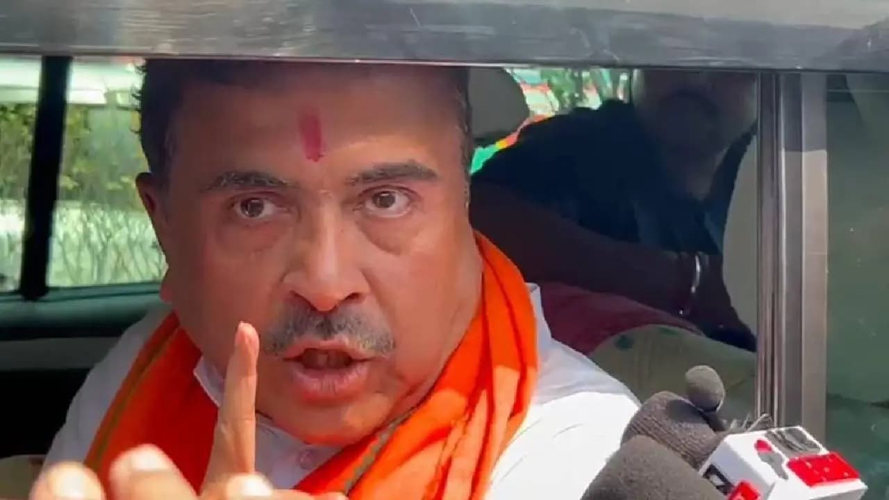 Suvendu Adhikari shows protest at Bhawanipore Police station 