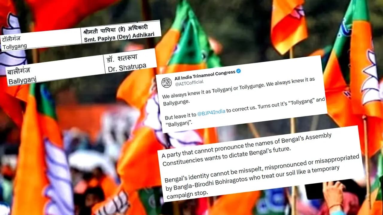 Bengal Election 2026: TMC Slams BJP Over Alleged Spelling Errors of Tollygunge and Ballygunge in Candidate List