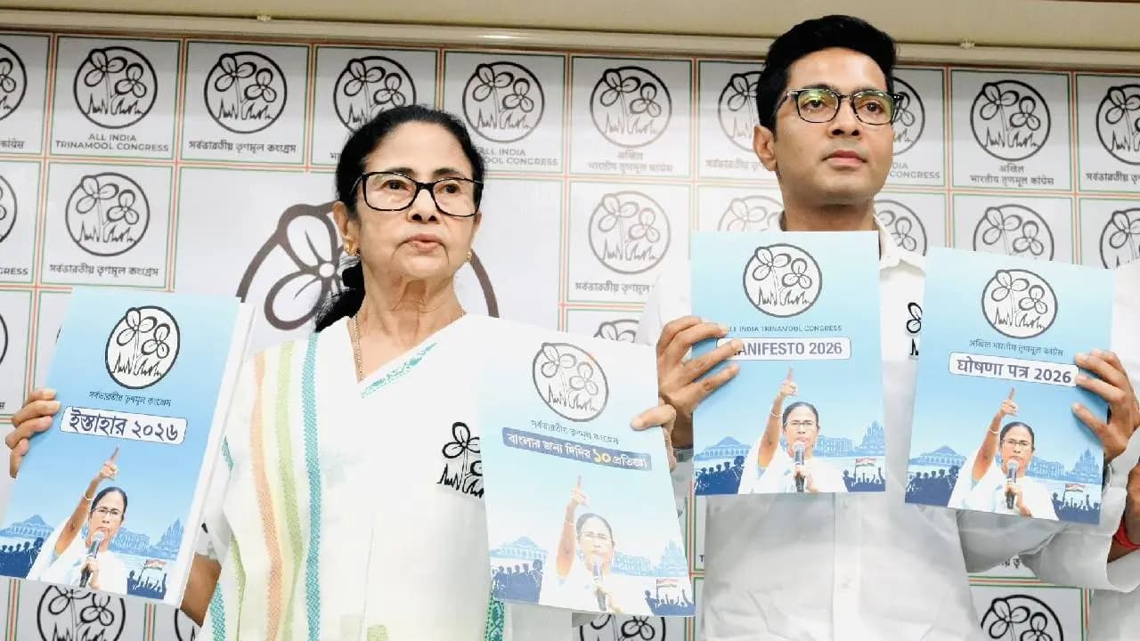 West Bengal Elections 2026: Mamata Banerjee releases TMC manifesto slams PM Modi and Amit Shah