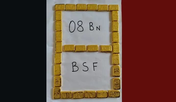 bsf seized gold biscuit, three arrested
