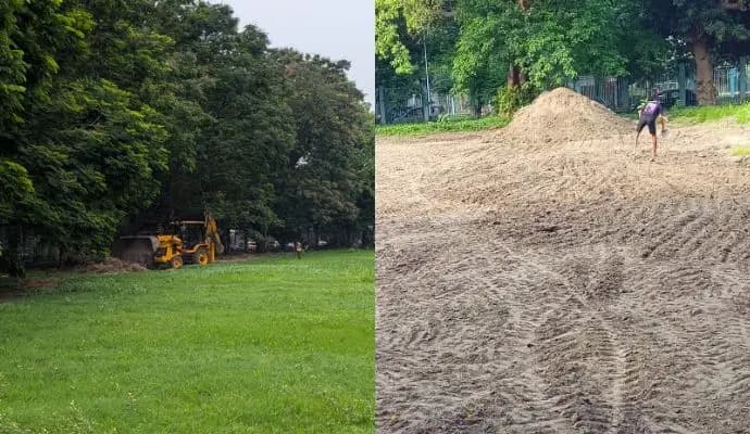 রবীন্দ্র সরোবরের দু'মাস আগের এবং পরের ছবি