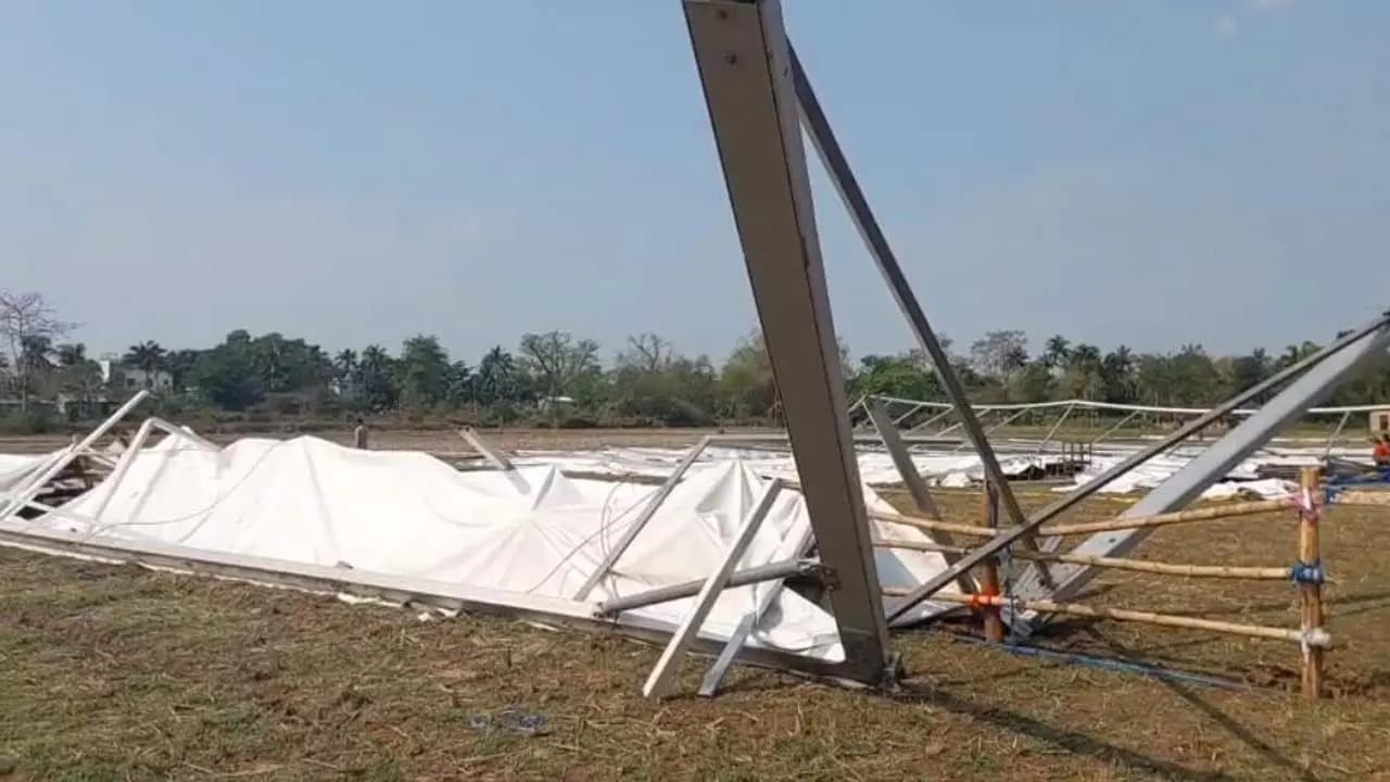Mamata's public meeting canopy collapses in Debra due to storm