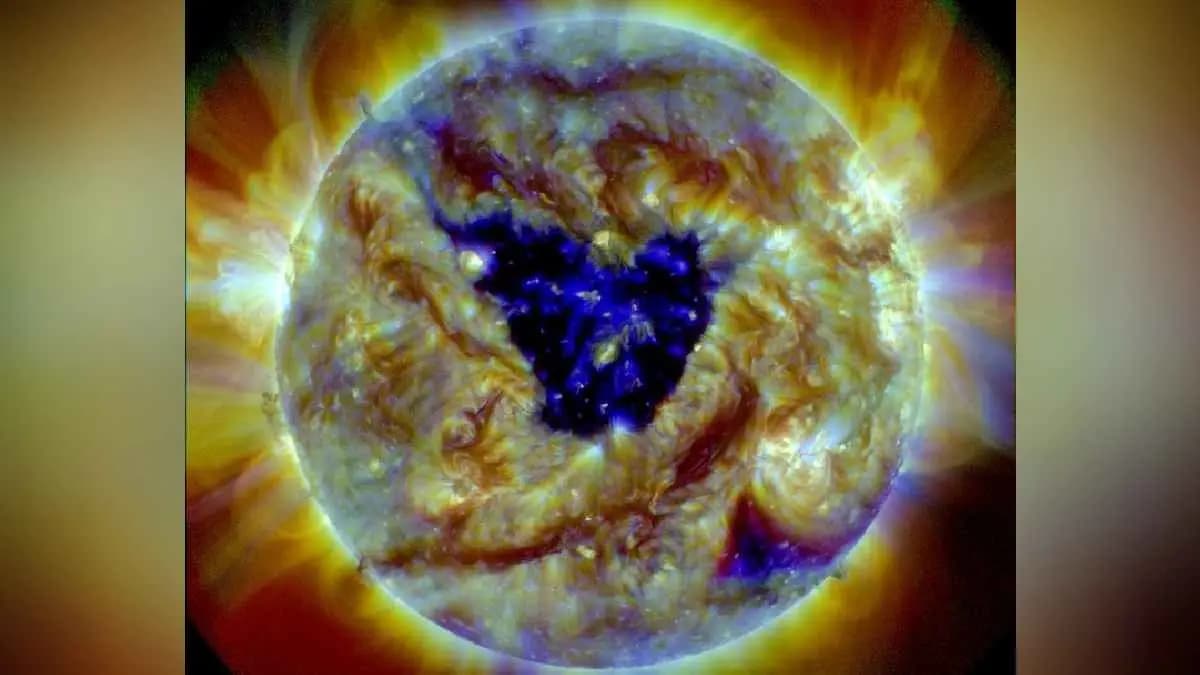 Butterfly shaped hole in the Sun makes Solar Wind towards Earth
