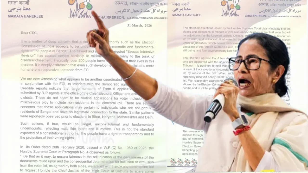 Bengal Election 2026: Mamata Banerjee writes a letter to the Chief Election Commissioner