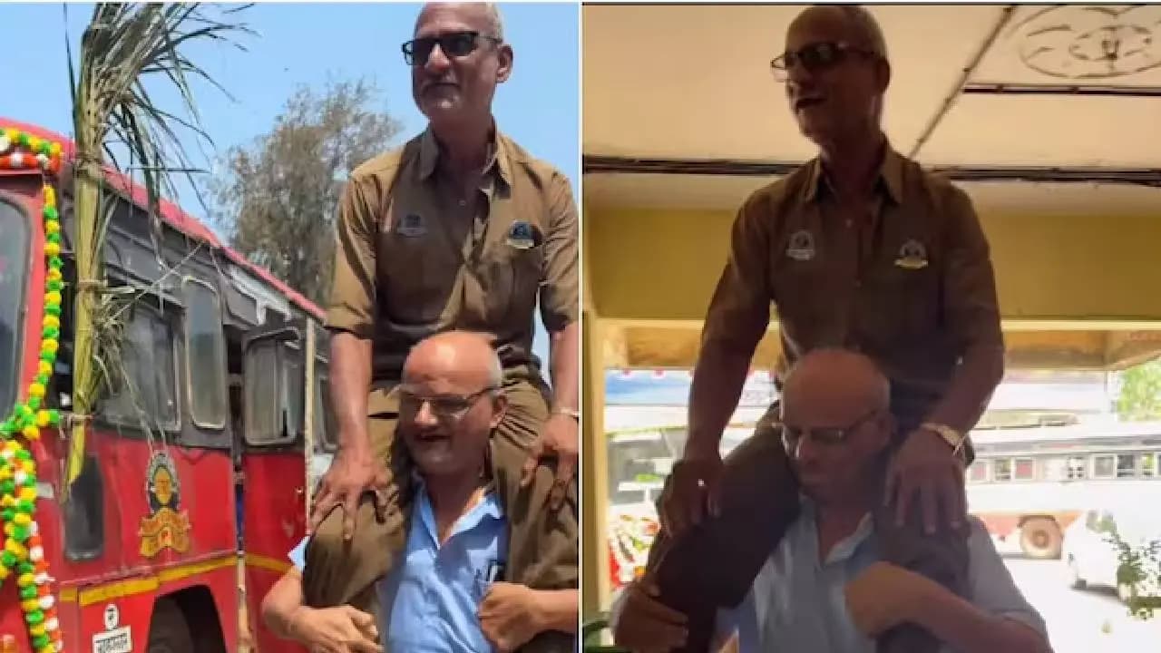Maharashtra bus driver gets Jai-Veeru style shoulder ride from colleague as farewell