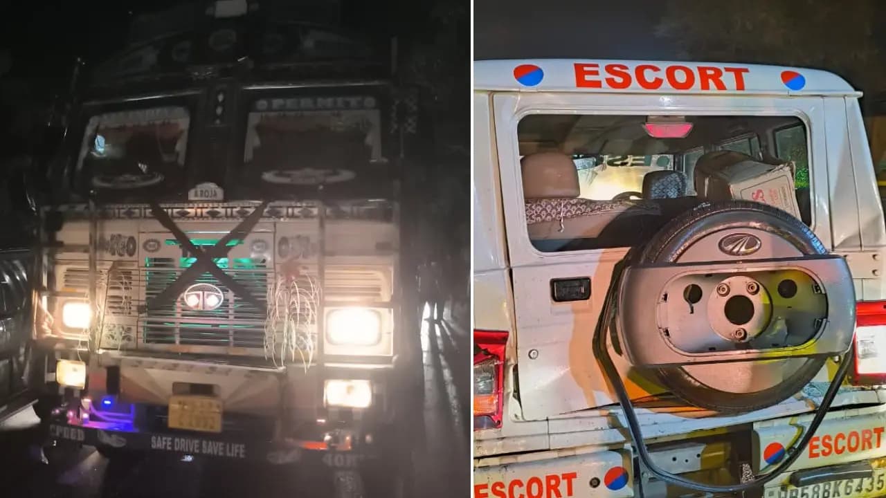 Escort car of Adhir Chowdhury s convoy rammed by a truck in Berhampore