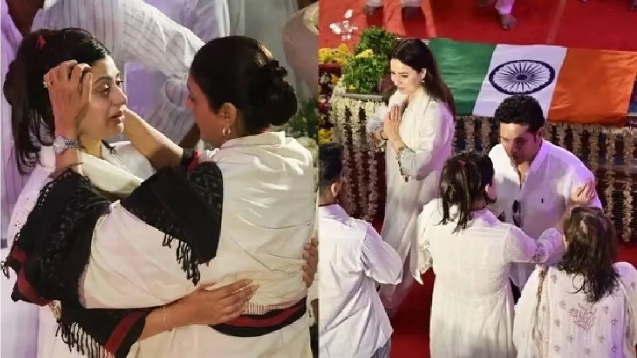 Tabu hugs a tearful Zanai Bhosle as Sachin Tendulkar pay tribute to the legendary Asha Bhosle