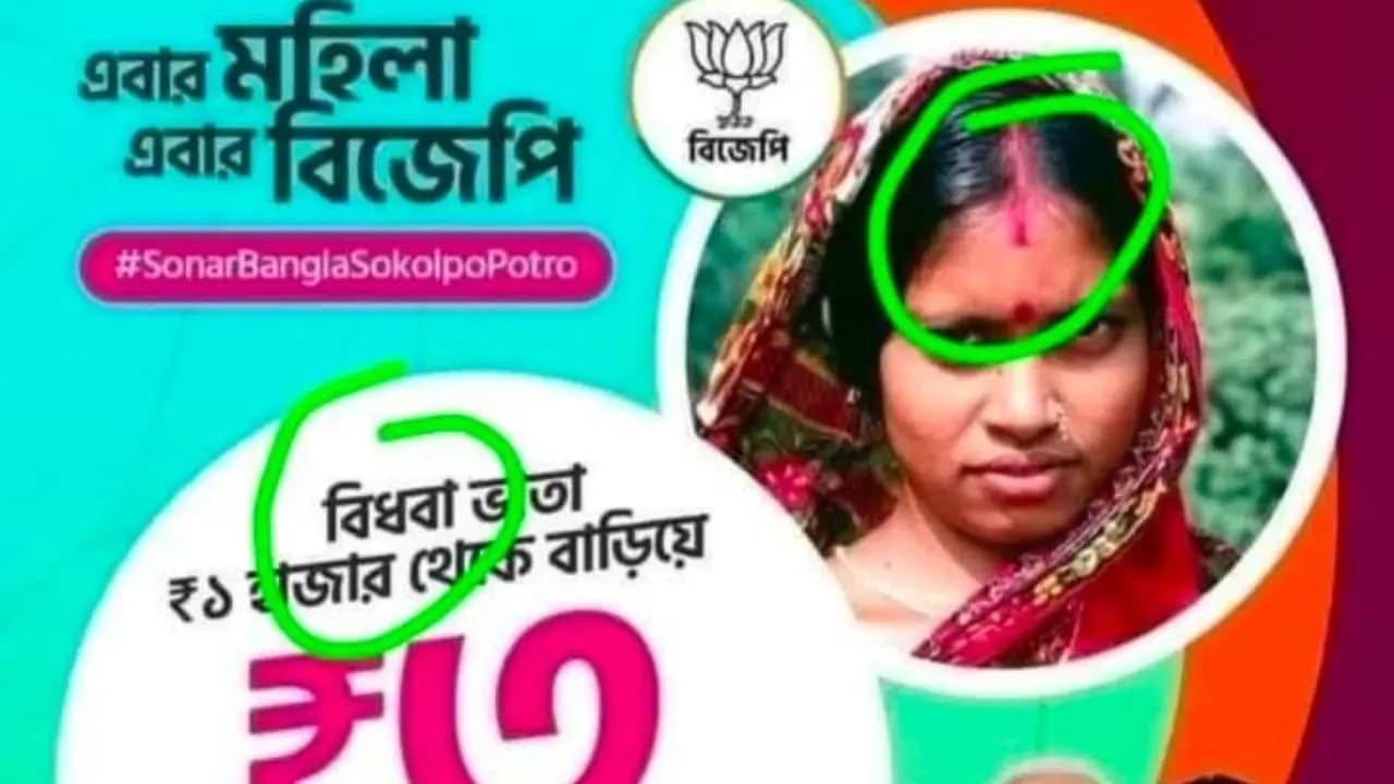 controversy erupts as BJP uses image of a married woman in widow pension campaign