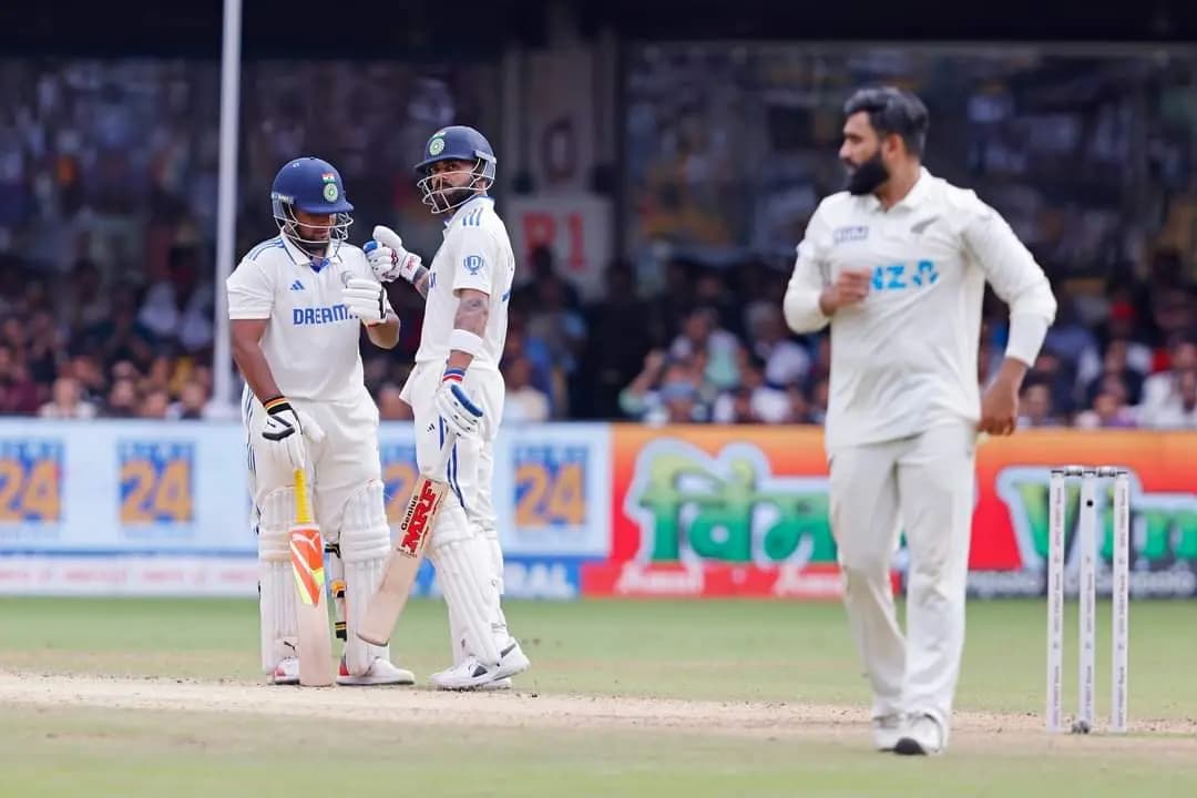 Late India vs Newzealand bengaluru test Virat Kohli heartbreak pegs India back in pursuit of miracle