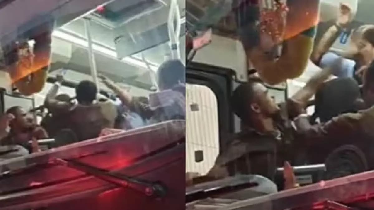 BMTC bus fight caught on camera as driver and woman passenger trade slaps