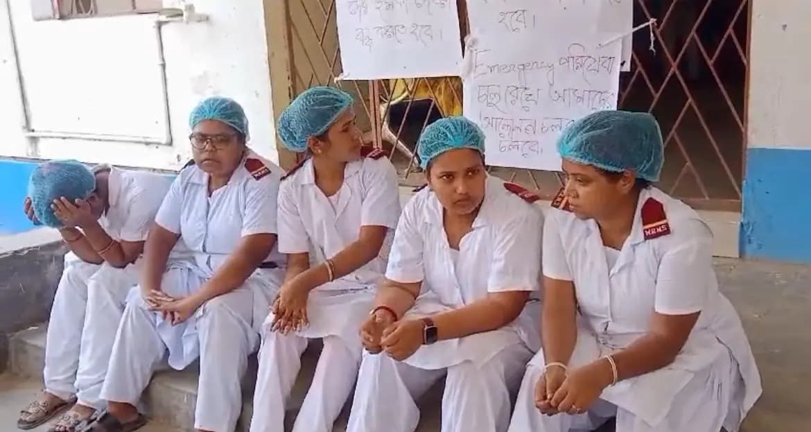 Nurses protest in murshidabad against tmc panchayat leader gnr