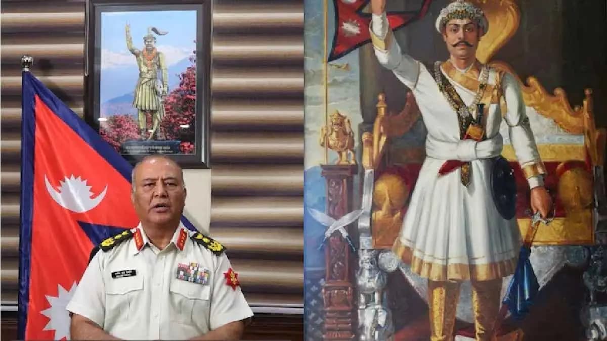 Portrait of Former Nepal King behind Army Chief is making attention