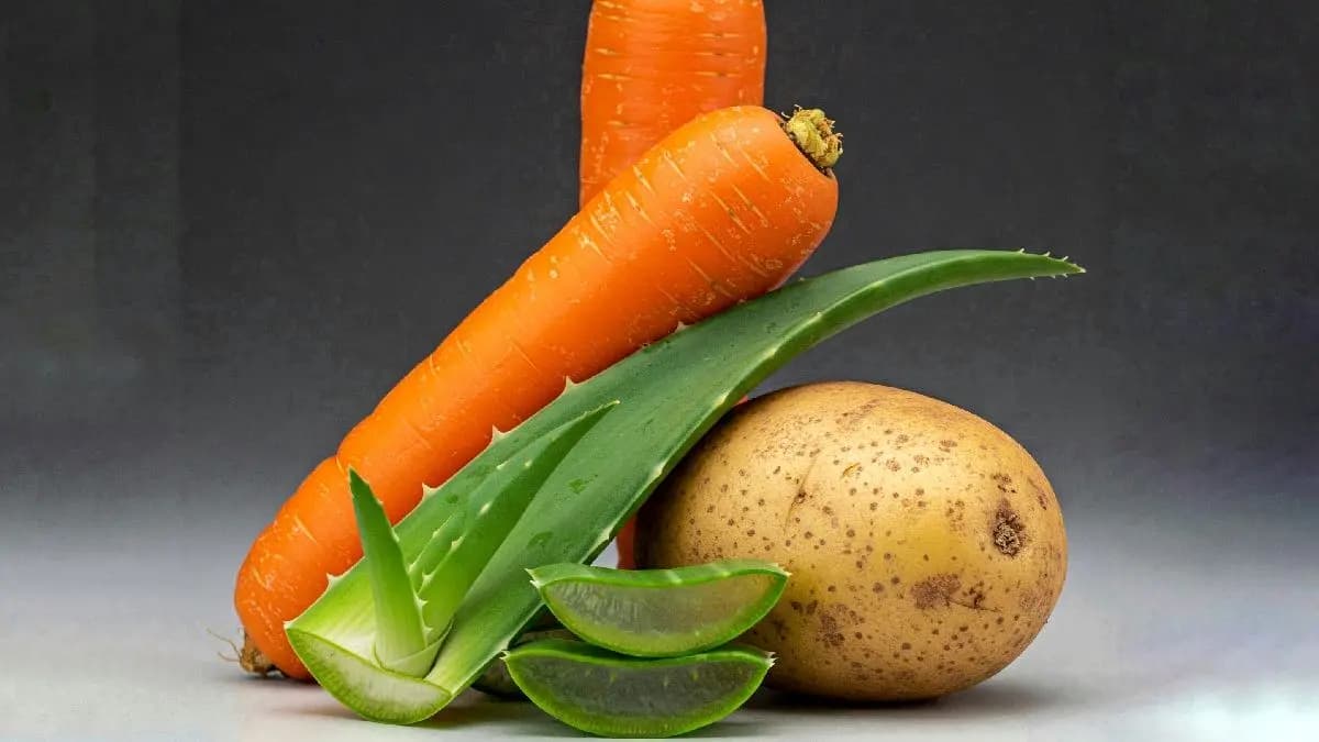 Mix aloe vera carrot and potato to create home remedy DIY face pack