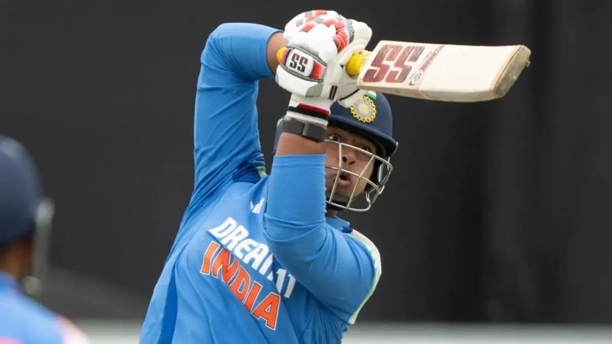 Vaibhav Suryavanshis powerful straight drive narrowly missed the camera crew