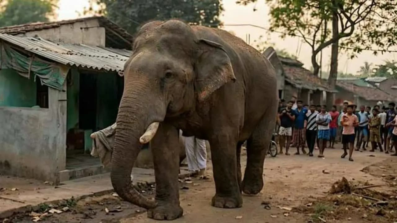 West bengal elections 2026: Elephant enters in polling station on jhargram