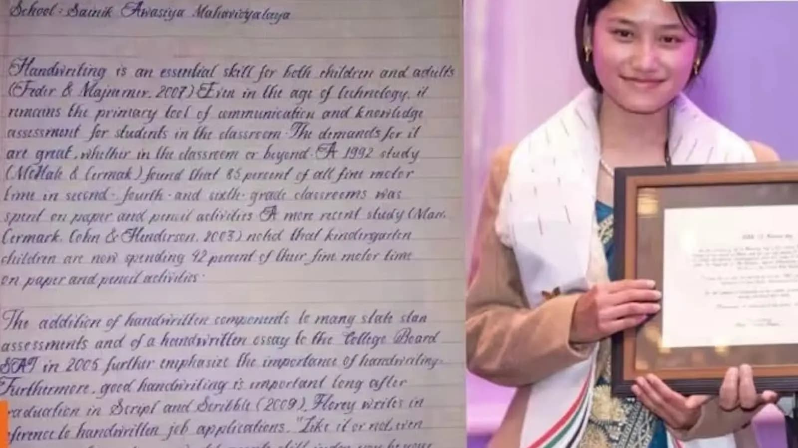 Know about the girl whose handwriting is most beautiful in the world_gnr