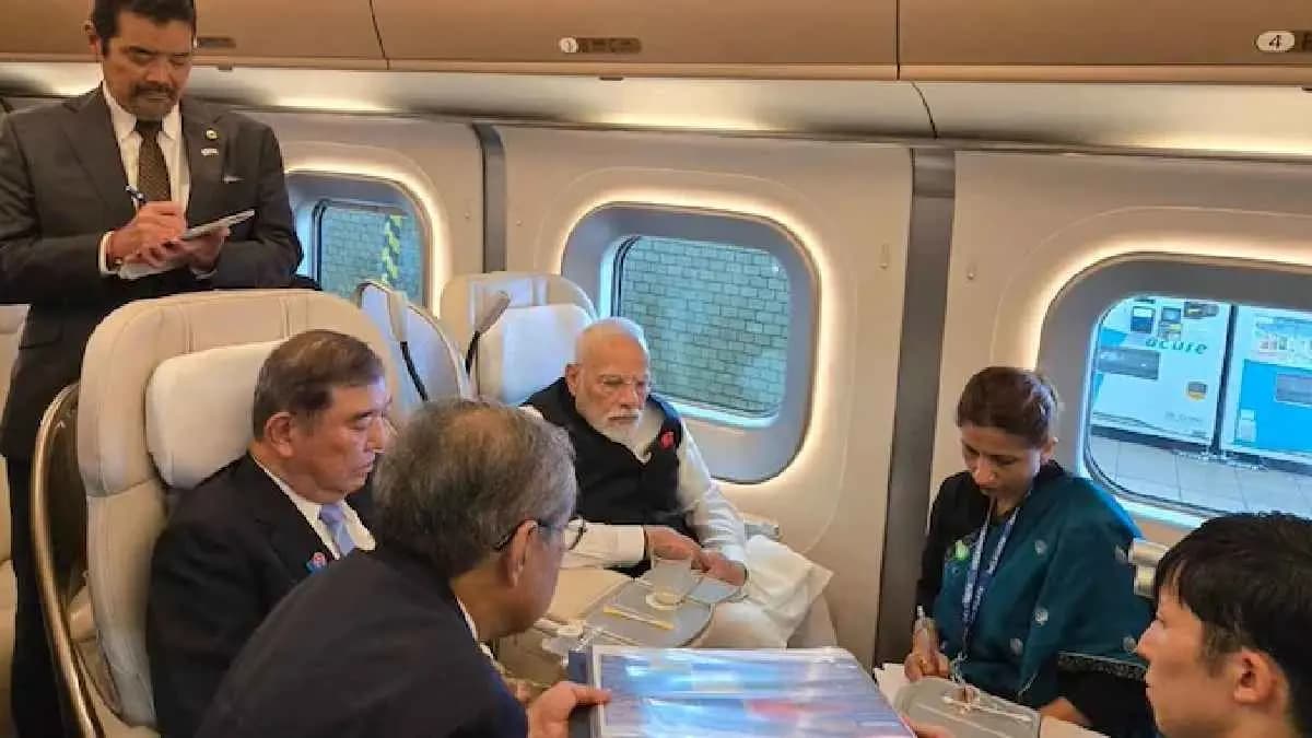 PM Narendra Modi rides Bullet Train with Japanese PM Ishiba