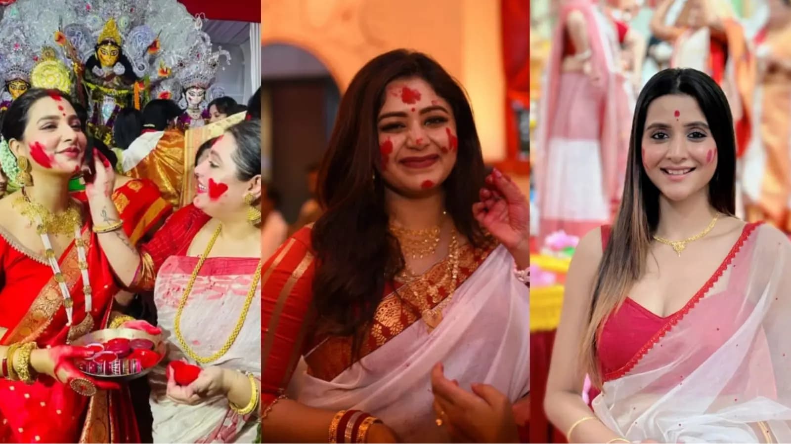 tollywood actress subhashree ganguly debchandrima singha roy ritabhari chakraborty shruti das are celebrating bijoya dasami ent