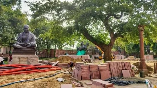 Statues of Mahatma Gandhi, Chhattrapati Shivaji, BR Ambedkar shifted within Parliament