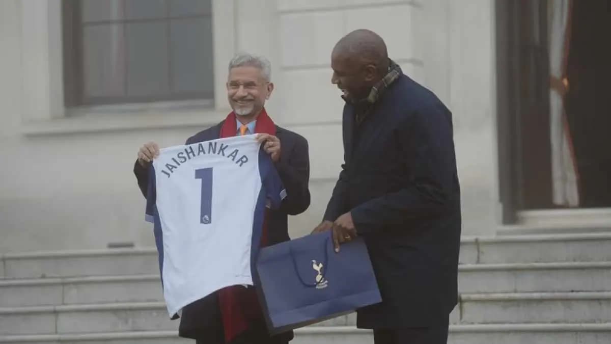 UK minister gifts India External Affairs Minister S Jaishankar a Tottenham Hotspur Jersey