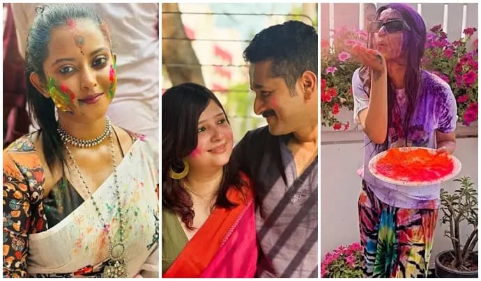 Parambrata Chatterjee-Piya Chakraborty, Anupam Roy, Subhashree Ganguly, Srabanti Chatterjee Celebrating Holi