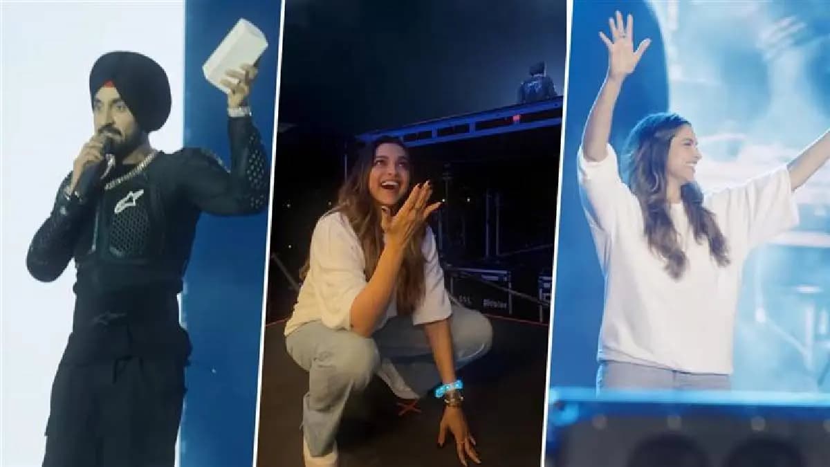 Bollywood actress Deepika Padukone makes first public appearance after delivering Dua Diljit Dosanjh welcomes her onstage in Kannada ENT