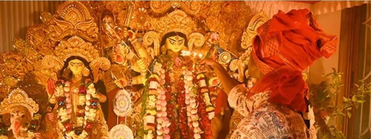 At Durgabari the Sandhipuja was performed according to tradition