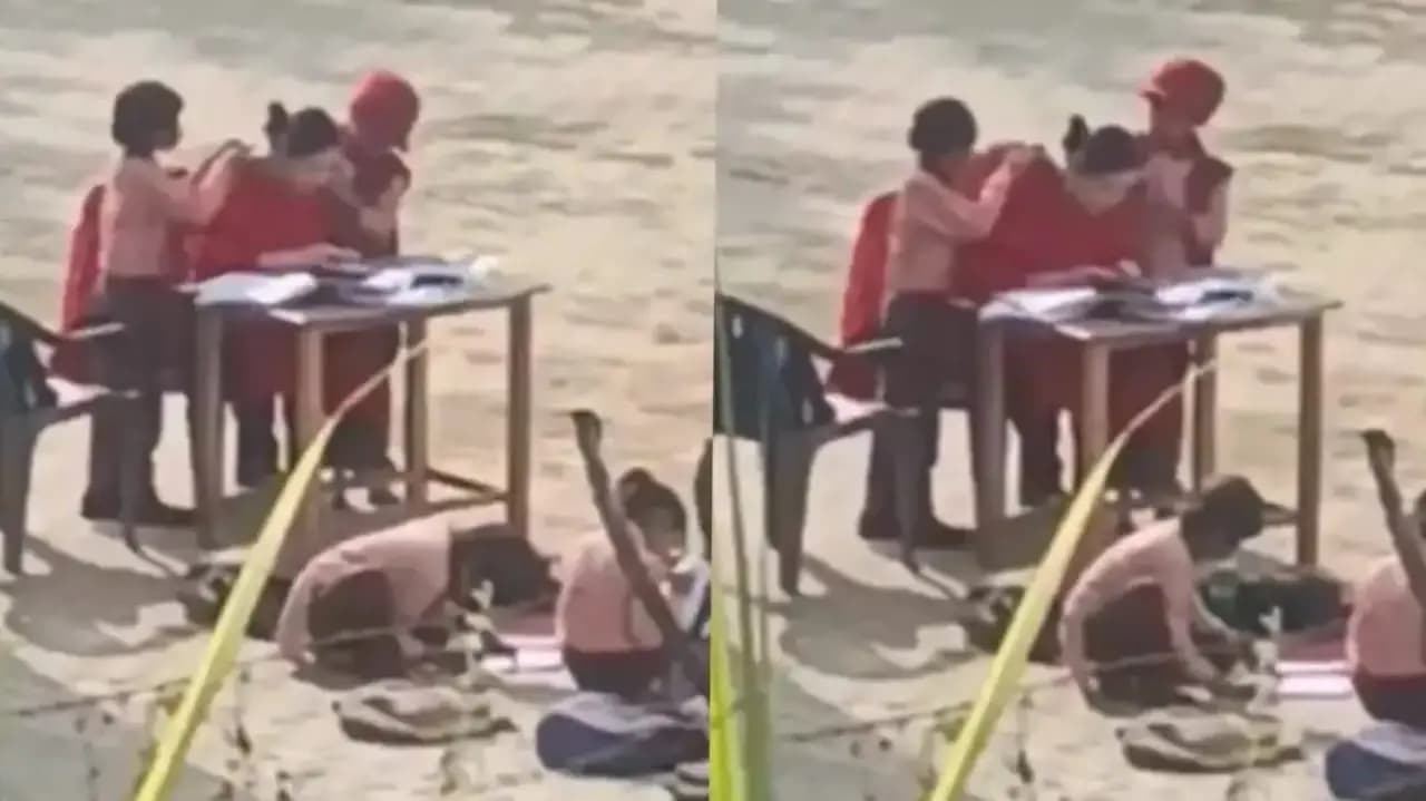 a lady teacher forces students to massage during school hours in uttarpradesh_gnr
