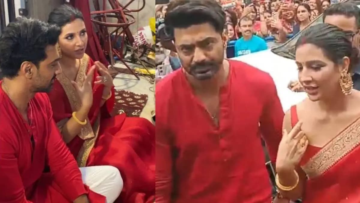 Dev and Subhashree Ganguly visit Naihati baro ma temple before the release of dhumketu