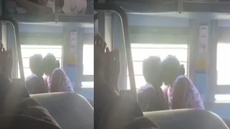 Couple caught romancing on open seats in moving train gnr 