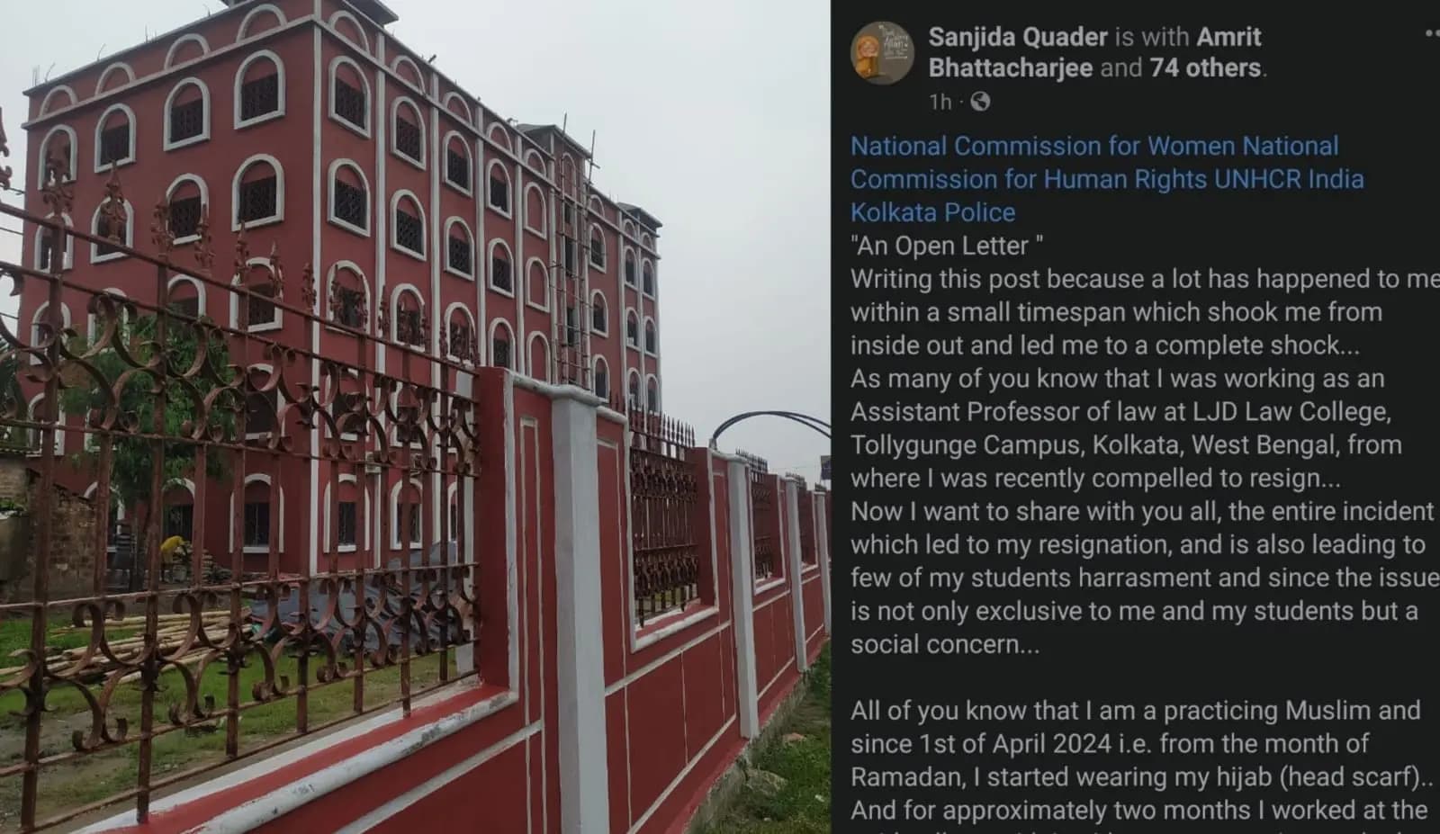 law college teacher resigns over Hijab ban