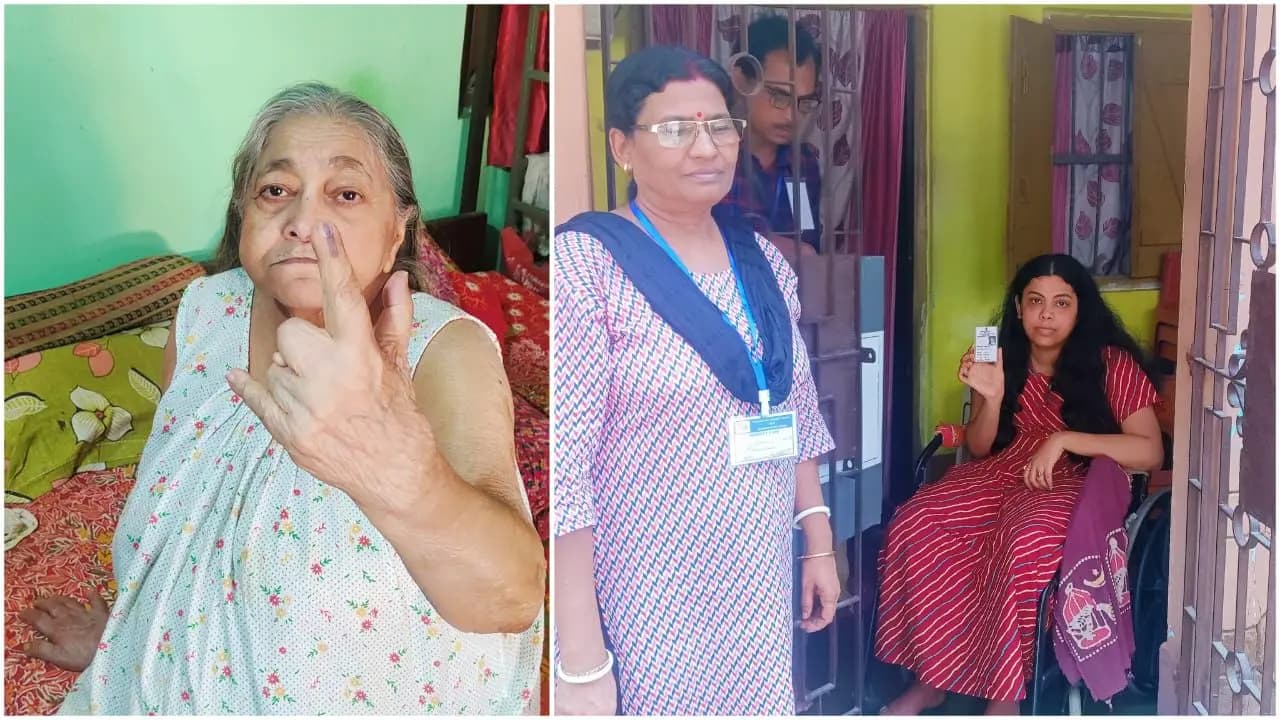 Aged physically challenged people cast their vote from home