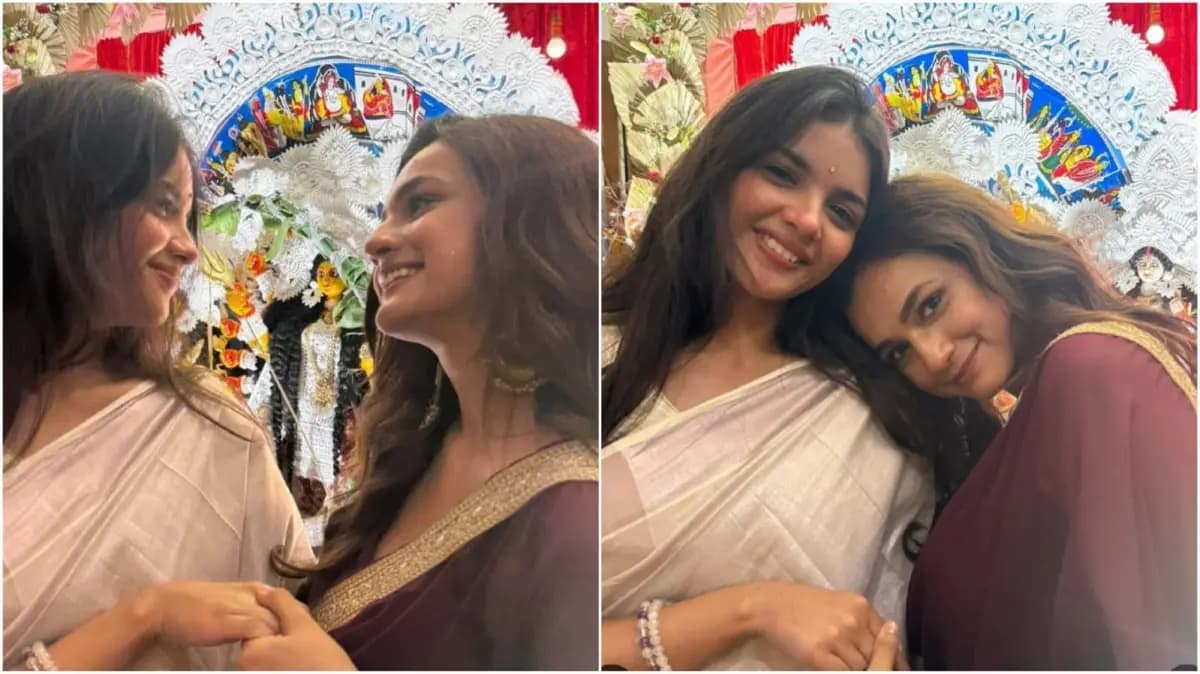 Tollywood actress Nandini Dutta and Saina Chatterjee doing pandal hopping in Durga Puja 