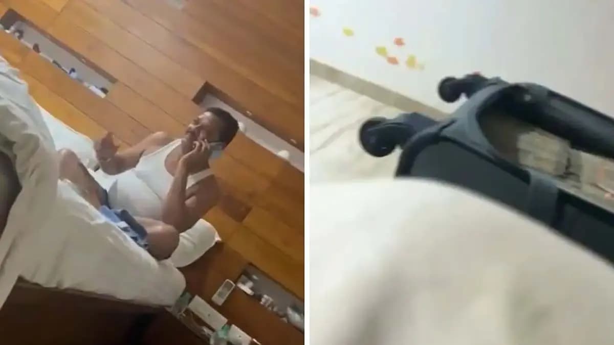 Maharashtra minister Sanjay Shirsat seen smoking with bag full of cash next to him see the viral video