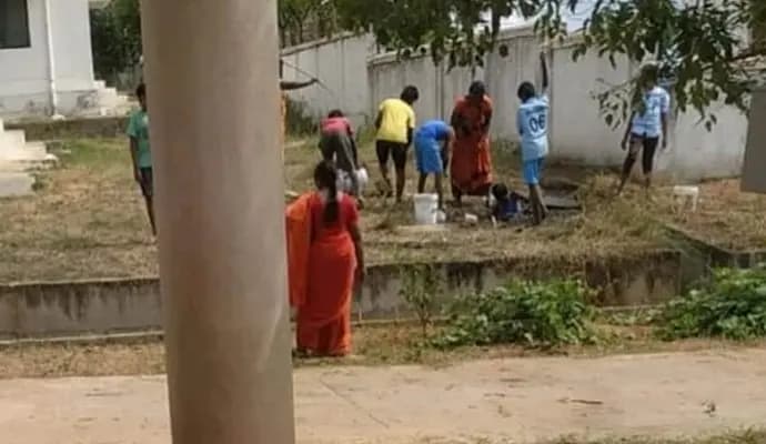 Students Made To Clean Septic Tank In Karnataka School