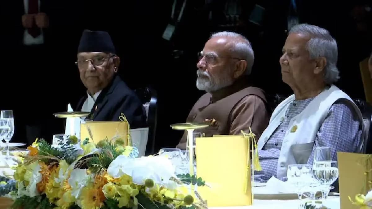 PM Modi Bangladeshs Yunus seated together at Bimstec summit official dinner in Thailand